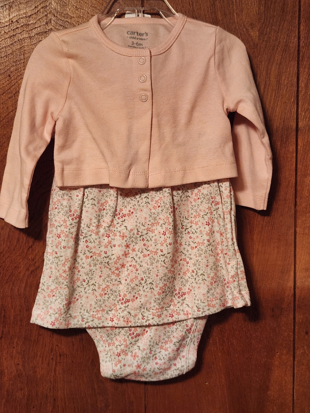 Carter's Pink Floral Baby Dress & Cardigan Set, S-3/6, NWT